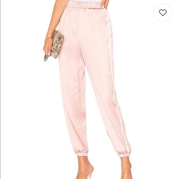 revolve Pants - Pink satin track pant joggers